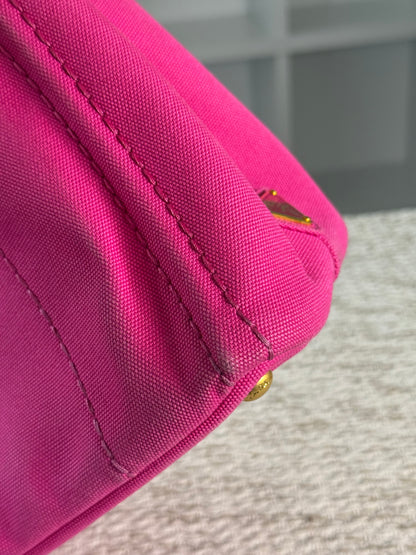 Pink Canapa Canvas Logo-Print Small Tote Bag