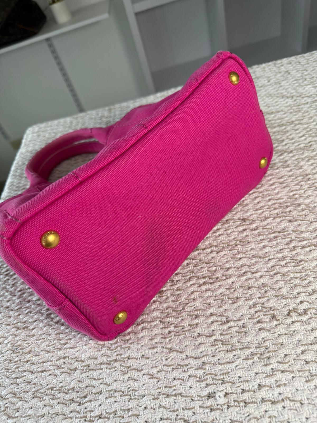 Pink Canapa Canvas Logo-Print Small Tote Bag