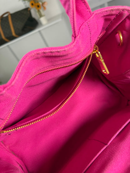 Pink Canapa Canvas Logo-Print Small Tote Bag