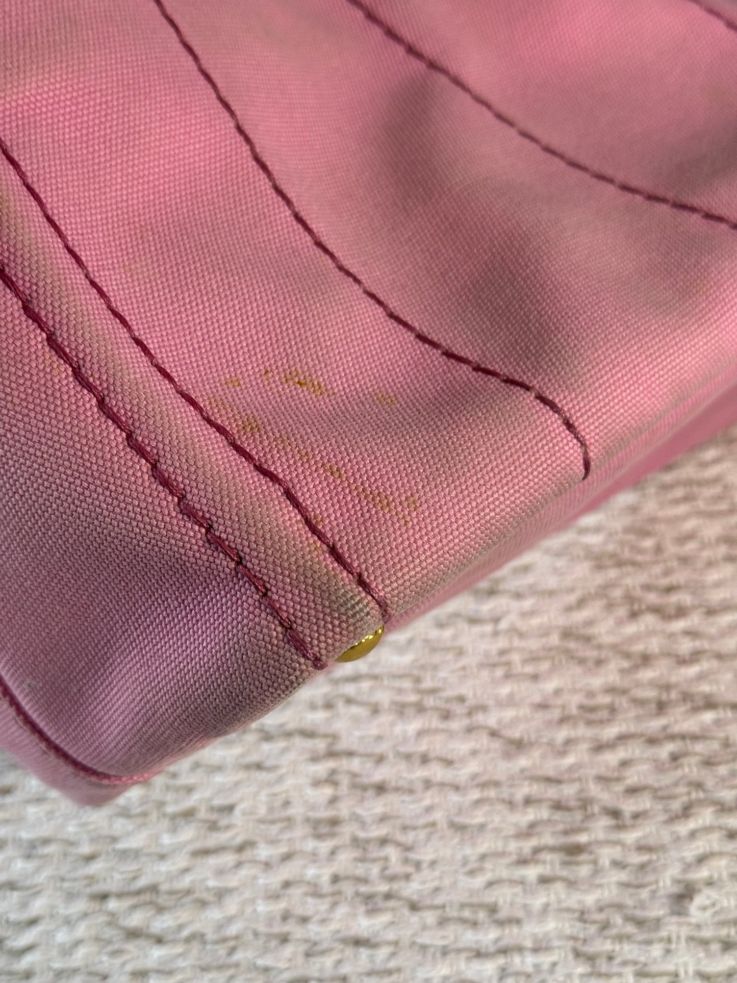 PRADA PINK CANAPA CANVAS LOGO-PRINT SMALL TOTE BAG