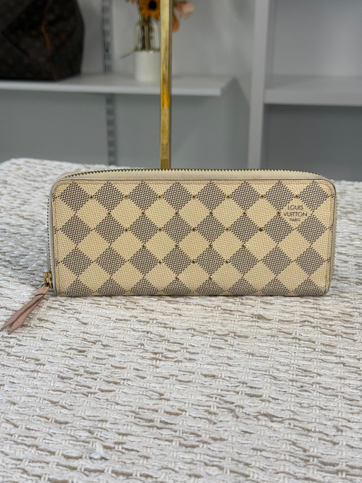 DAMIER AZUR PORTefeuille CLÉMENCE ROSE BALLERINE N61264
