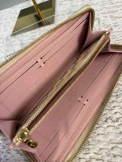 DAMIER AZUR PORTefeuille CLÉMENCE ROSE BALLERINE N61264