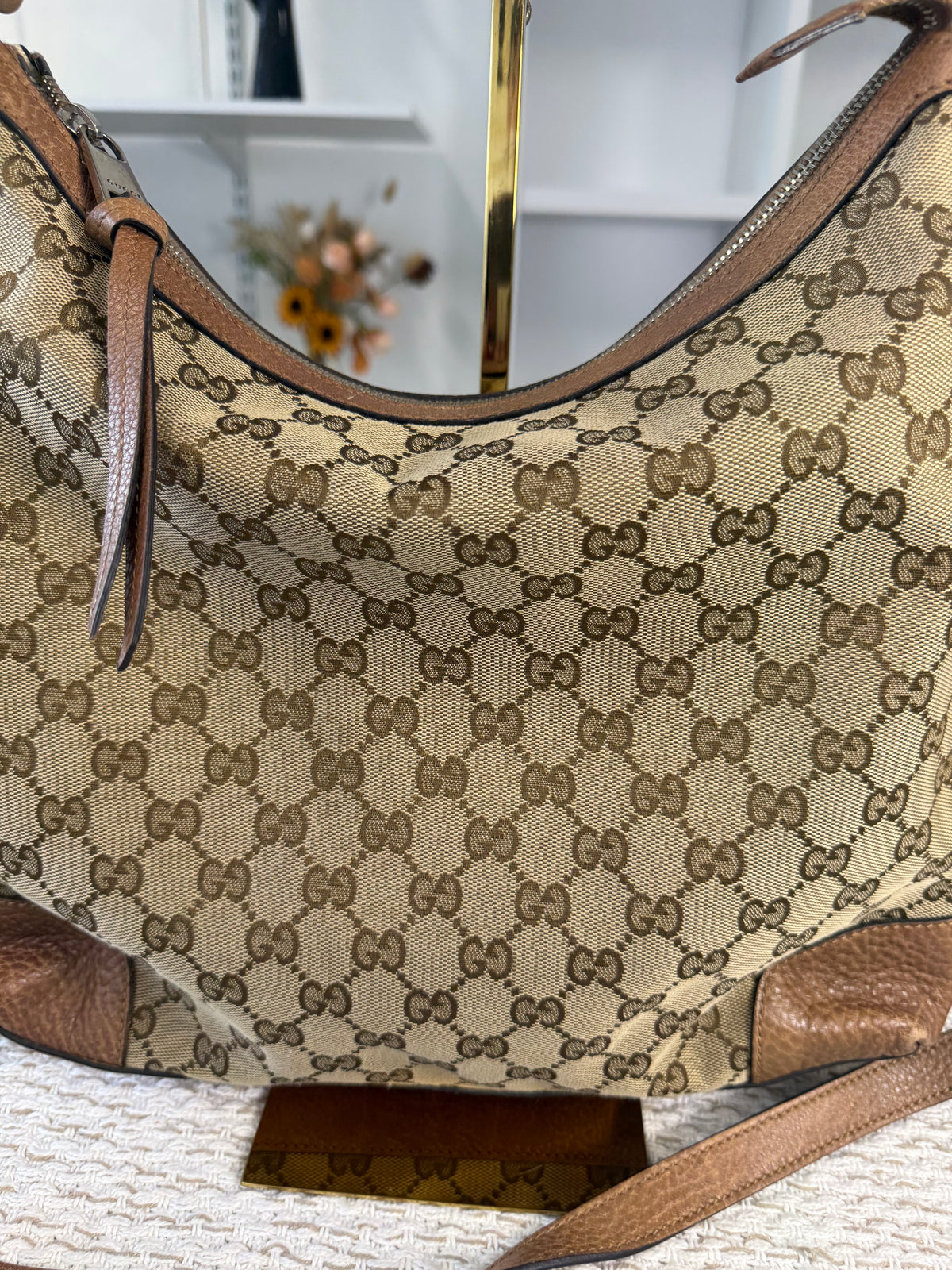Beige/Brown GG Canvas Miss GG Original Hobo Bag