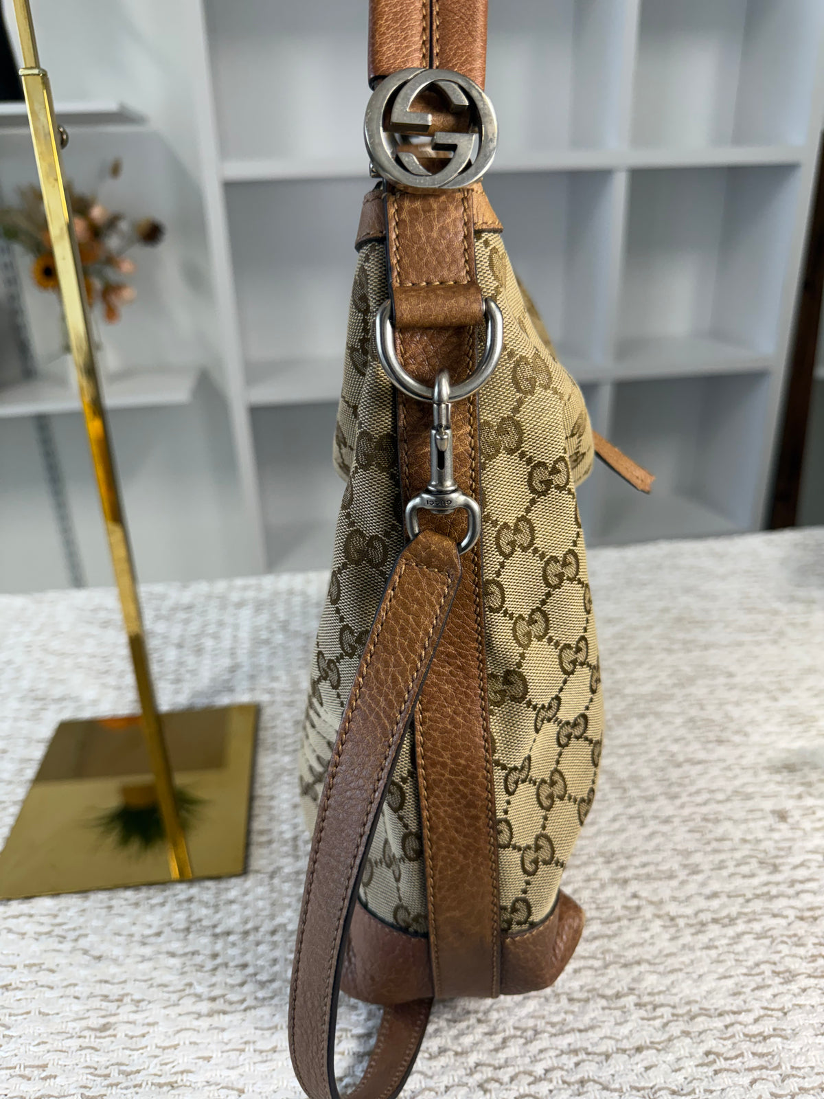 Beige/Brown GG Canvas Miss GG Original Hobo Bag