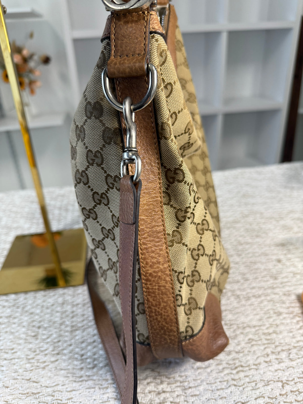 Beige/Brown GG Canvas Miss GG Original Hobo Bag