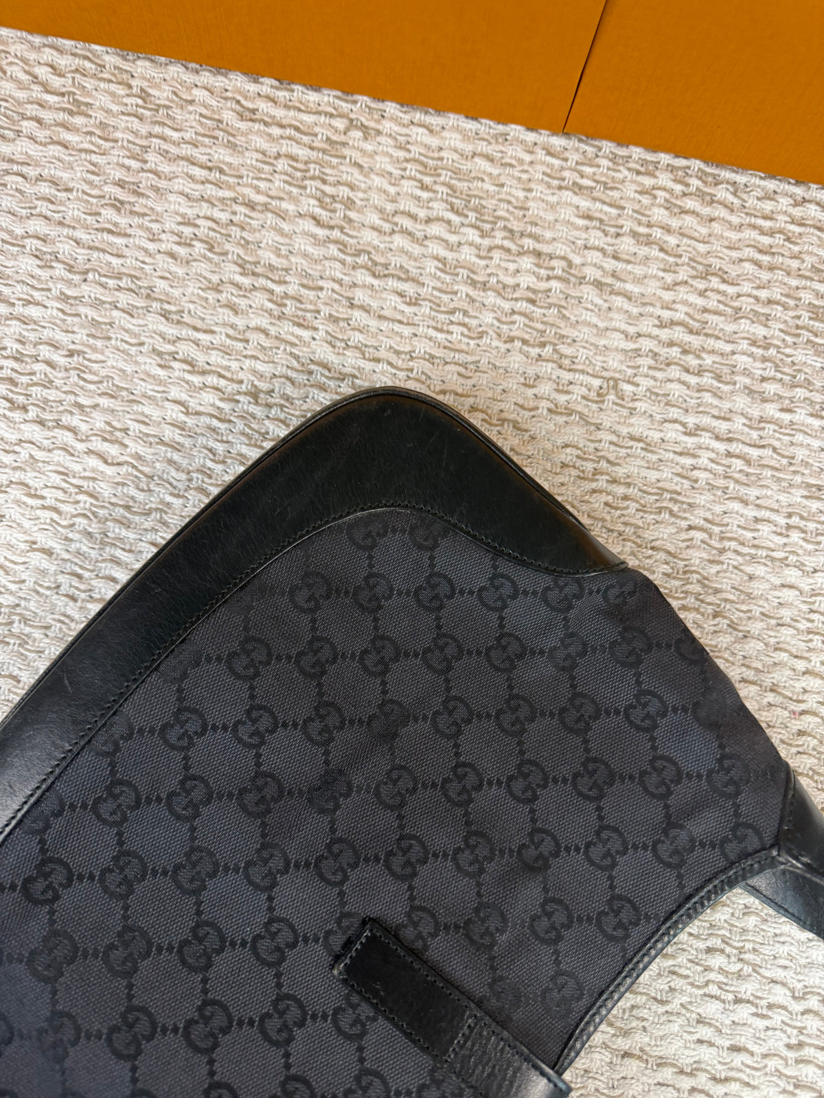 Vintage Jackie-O Black GG Canvas Leather Hobo Bag