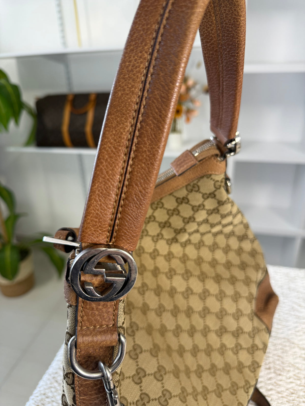 Beige/Brown GG Canvas Miss GG Original Hobo Bag