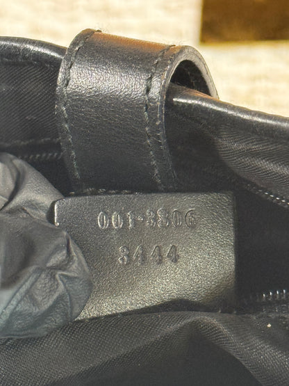Vintage Jackie-O Black GG Canvas Leather Hobo Bag