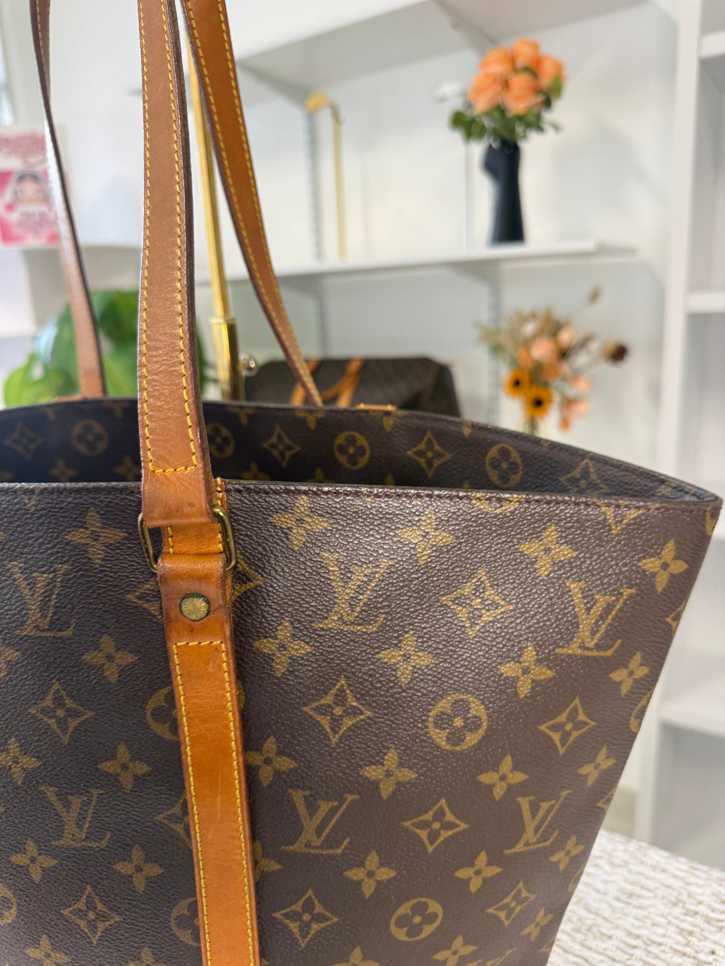 LOUIS VUITTON CANVAS SAC SHOPPING GM TOTE BAG in Monogram