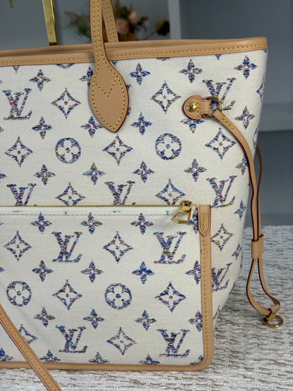 LOUIS VUITTON NEVERFULL MM NAUTICAL COLLECTION JACQUARD FABRIC WHITE/BEIGE