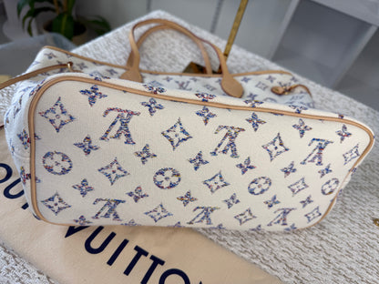 LOUIS VUITTON NEVERFULL MM NAUTICAL COLLECTION JACQUARD FABRIC WHITE/BEIGE