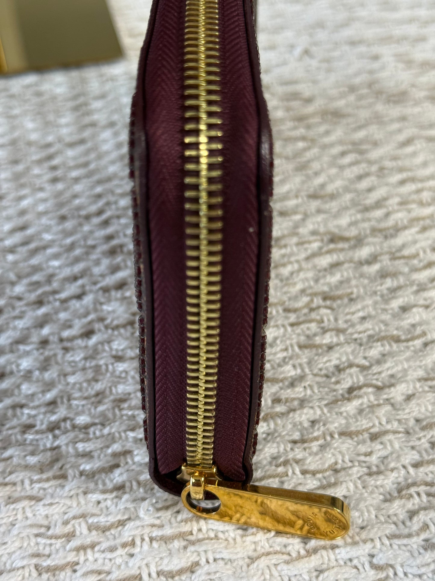 LOUIS VUITTON Zippy Wallet Damier Paillettes Red