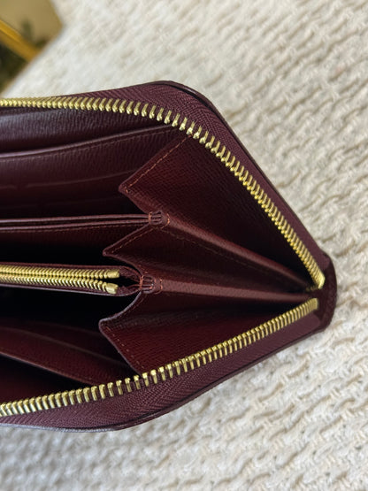LOUIS VUITTON Zippy Wallet Damier Paillettes Red