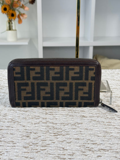 FENDI TOBACCO ZUCCA ZIP-AROUND LONG WALLET