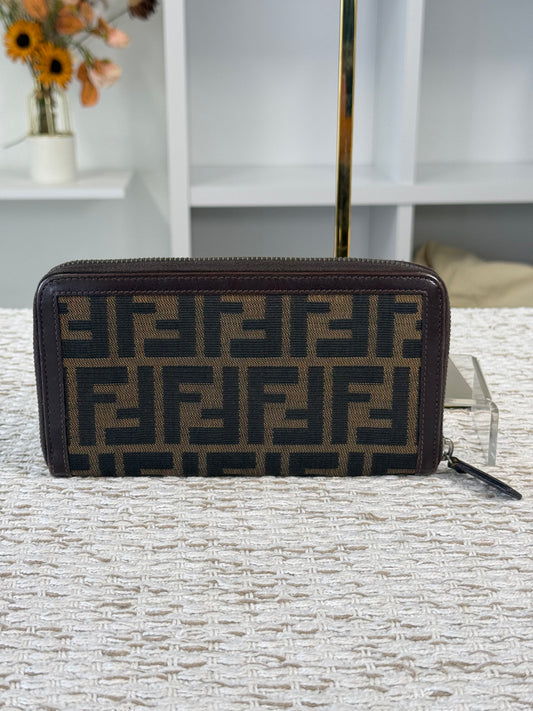 FENDI TOBACCO ZUCCA ZIP-AROUND LONG WALLET