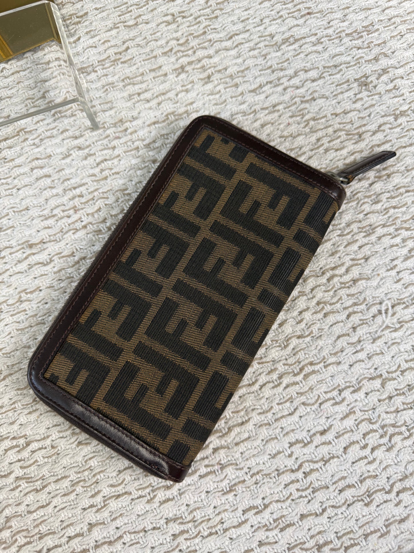 FENDI TOBACCO ZUCCA ZIP-AROUND LONG WALLET