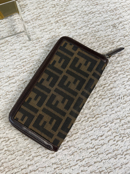 FENDI TOBACCO ZUCCA ZIP-AROUND LONG WALLET