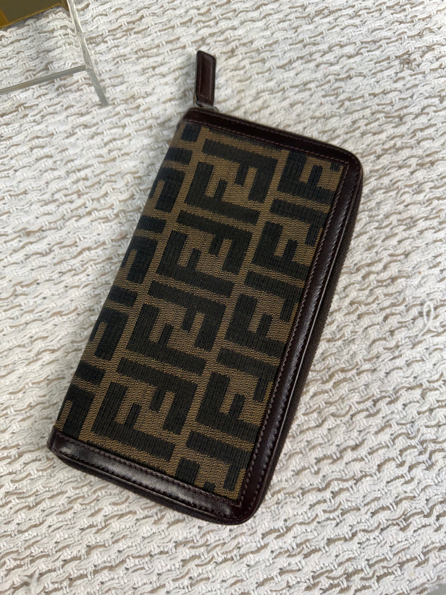 FENDI TOBACCO ZUCCA ZIP-AROUND LONG WALLET