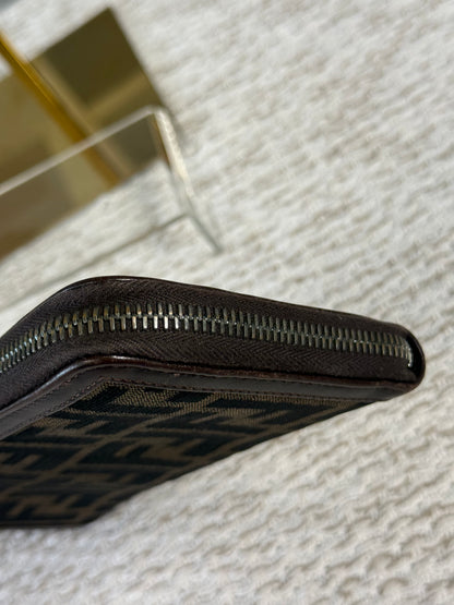 FENDI TOBACCO ZUCCA ZIP-AROUND LONG WALLET