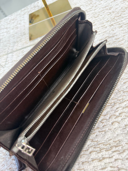 FENDI TOBACCO ZUCCA ZIP-AROUND LONG WALLET