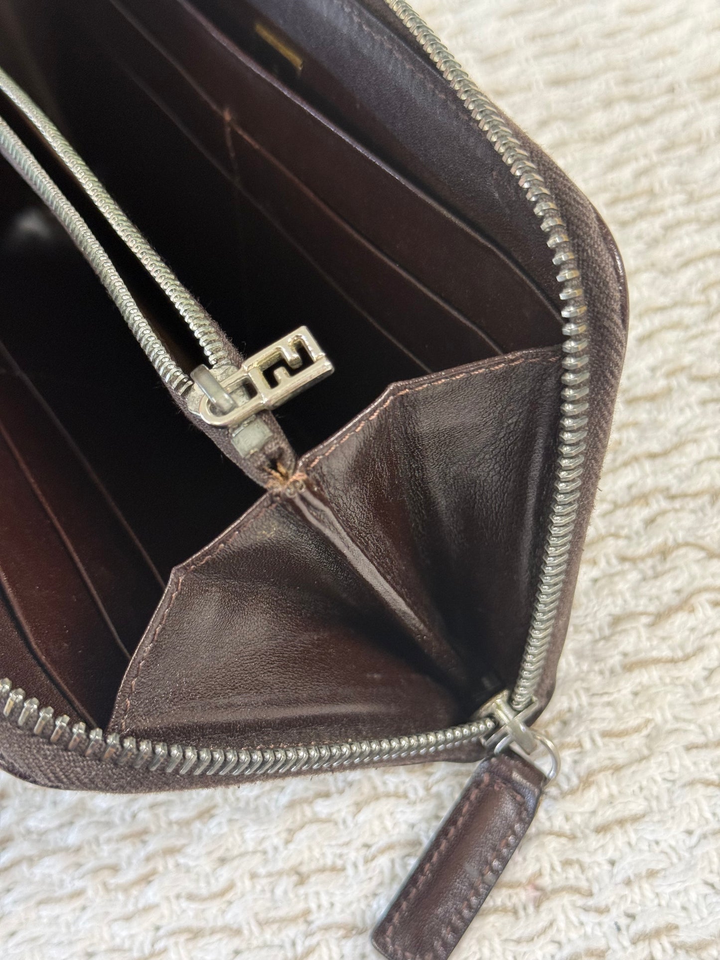 FENDI TOBACCO ZUCCA ZIP-AROUND LONG WALLET