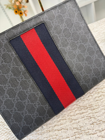 GUCCI GG SUPREME WEB POUCH CLUTCH BAG
