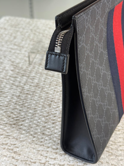 GUCCI GG SUPREME WEB POUCH CLUTCH BAG