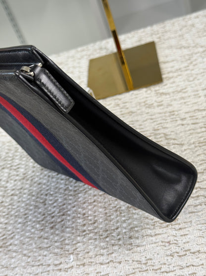 GUCCI GG SUPREME WEB POUCH CLUTCH BAG