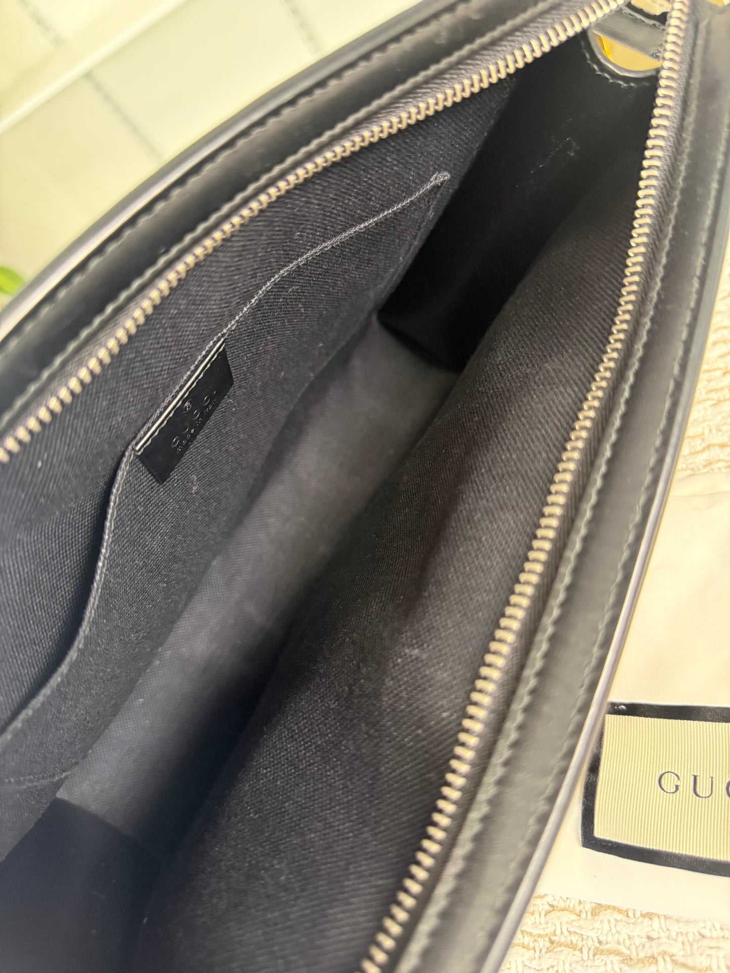 GUCCI GG SUPREME WEB POUCH CLUTCH BAG