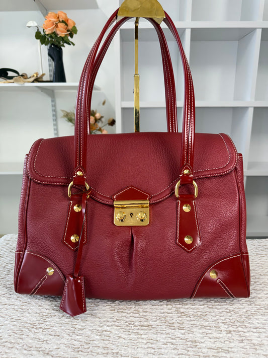 LOUIS VUITTON RED SUHALI LEATHER L’ABSOLU DE VOYAGE BAG