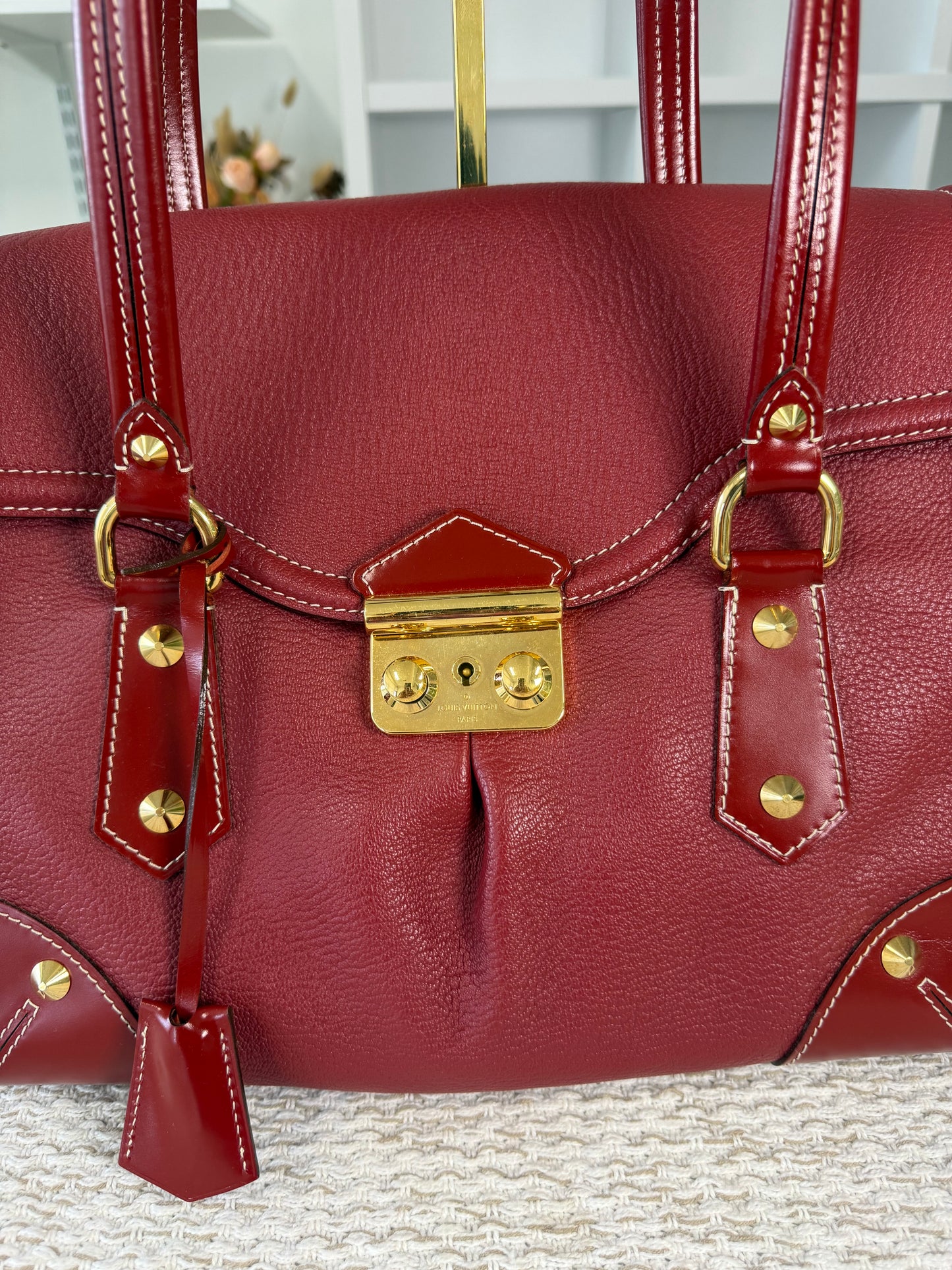 LOUIS VUITTON RED SUHALI LEATHER L’ABSOLU DE VOYAGE BAG