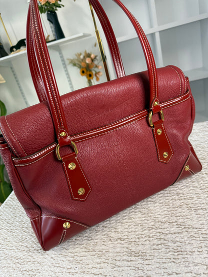 LOUIS VUITTON RED SUHALI LEATHER L’ABSOLU DE VOYAGE BAG