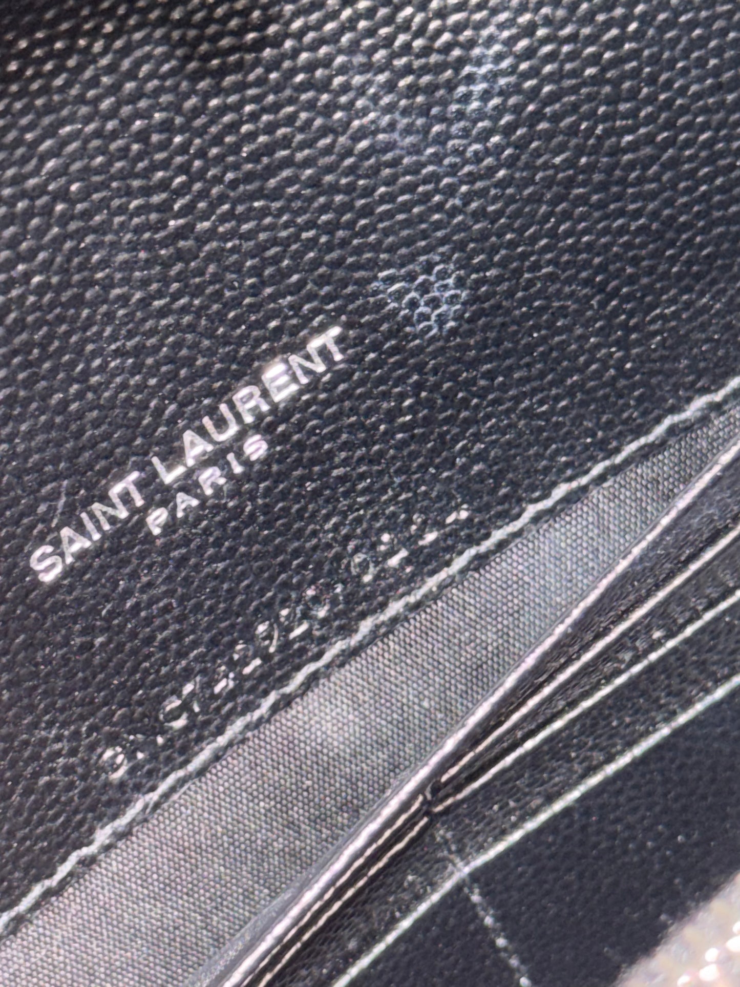 SAINT LAURENT CASSANDRE ENVELOPE WALLET ON CHAIN SILVER-TONED HARDWARE