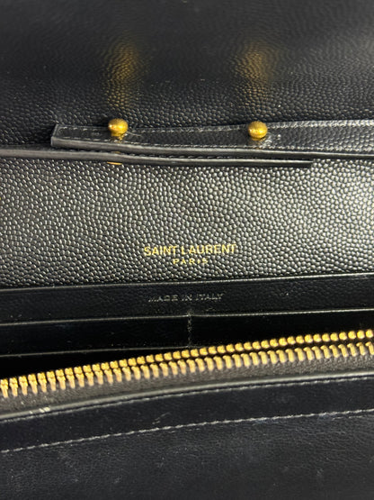 YSL SAINT LAURENT CASSANDRE ENVELOPE MEDIUM WALLET ON CHAIN GOLD-TONED HARDWARE