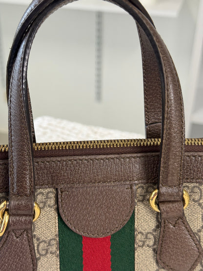 GUCCI GG SUPREME MONOGRAM WEB SMALL OPHIDIA TOTE BAG