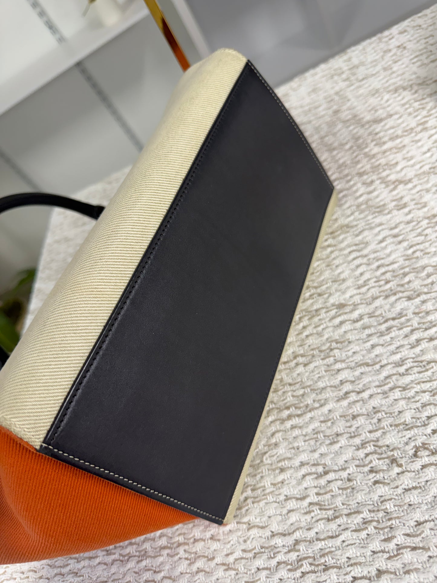 CELINE TRAPEZE BAG IN MULTICOLOR CANVAS AND LEATHER