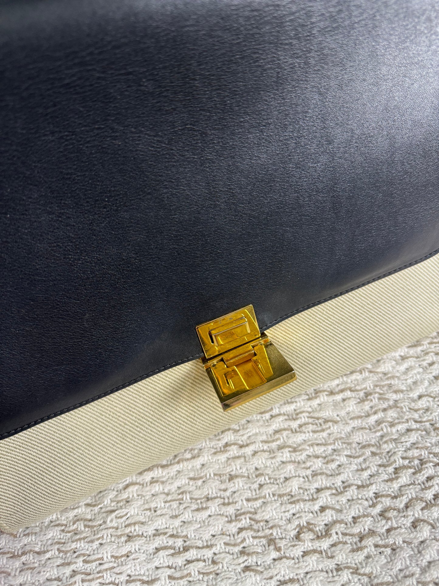 CELINE TRAPEZE BAG IN MULTICOLOR CANVAS AND LEATHER