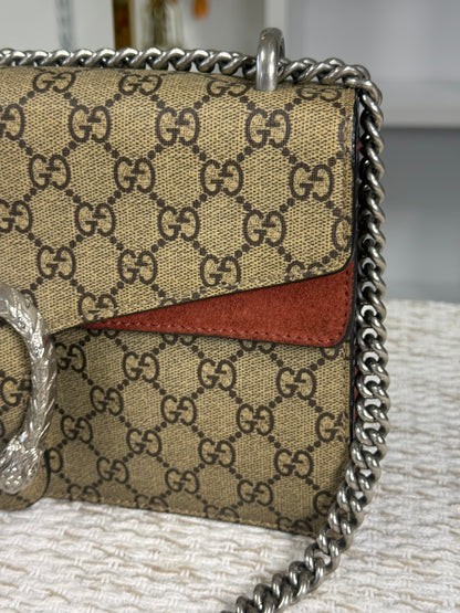 GUCCI BEIGE/PINK GG SUPREME BLOOMS COATED CANVAS SMALL DIONYSUS SHOULDER BAG