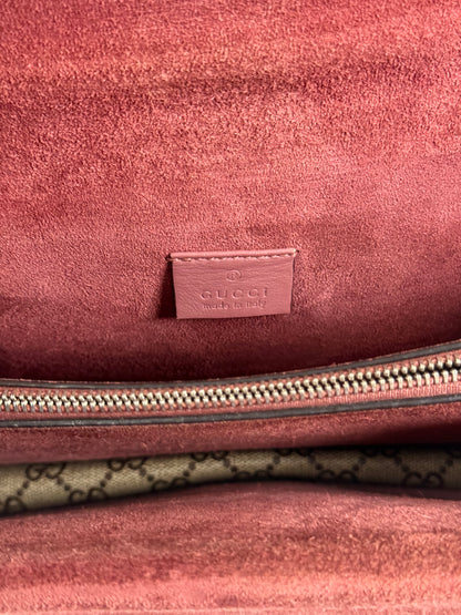 GUCCI BEIGE/PINK GG SUPREME BLOOMS COATED CANVAS SMALL DIONYSUS SHOULDER BAG