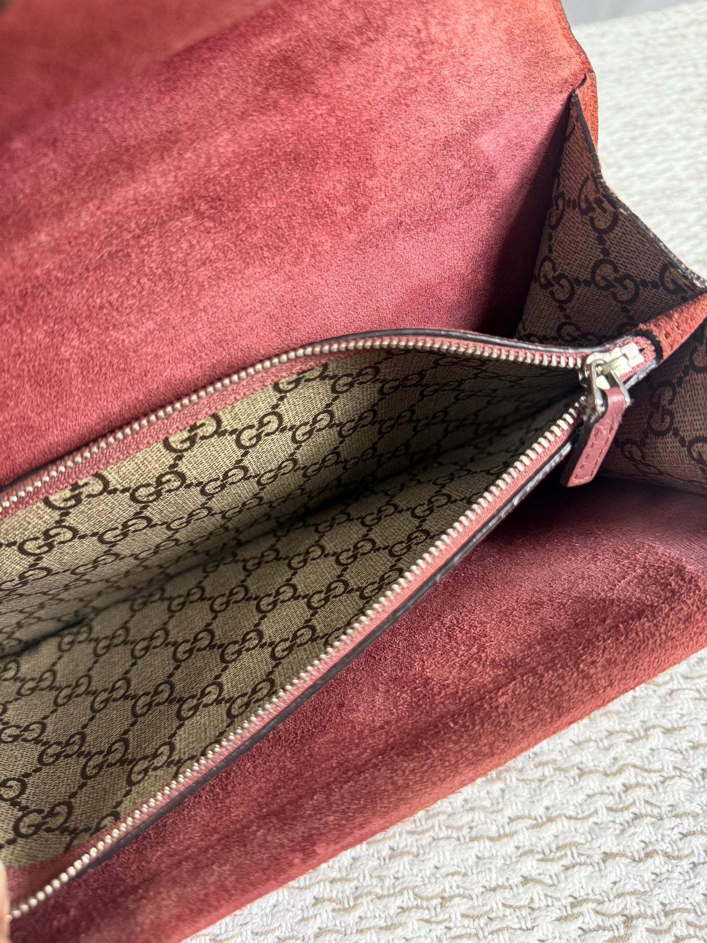GUCCI BEIGE/PINK GG SUPREME BLOOMS COATED CANVAS SMALL DIONYSUS SHOULDER BAG