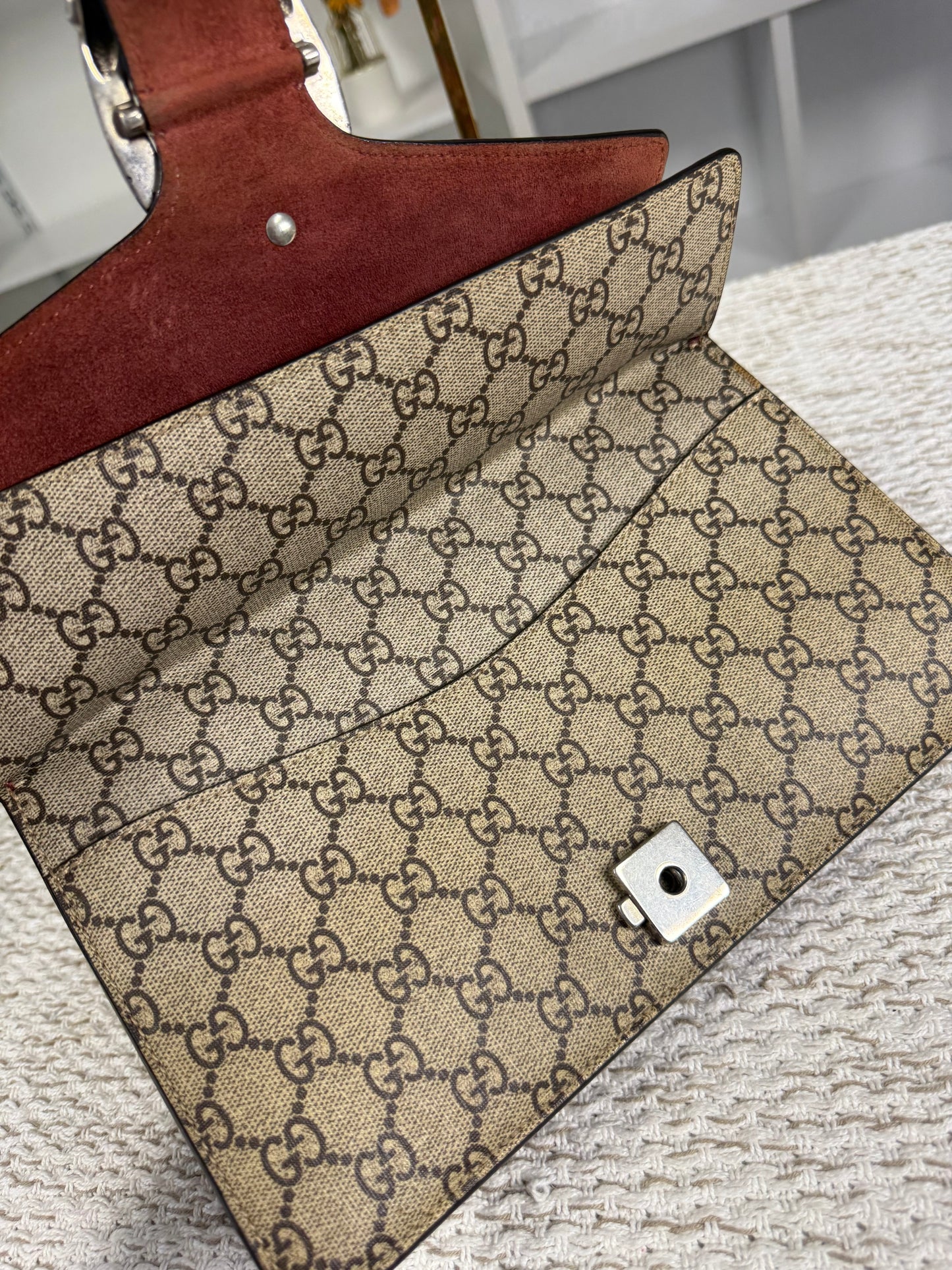 GUCCI BEIGE/PINK GG SUPREME BLOOMS COATED CANVAS SMALL DIONYSUS SHOULDER BAG