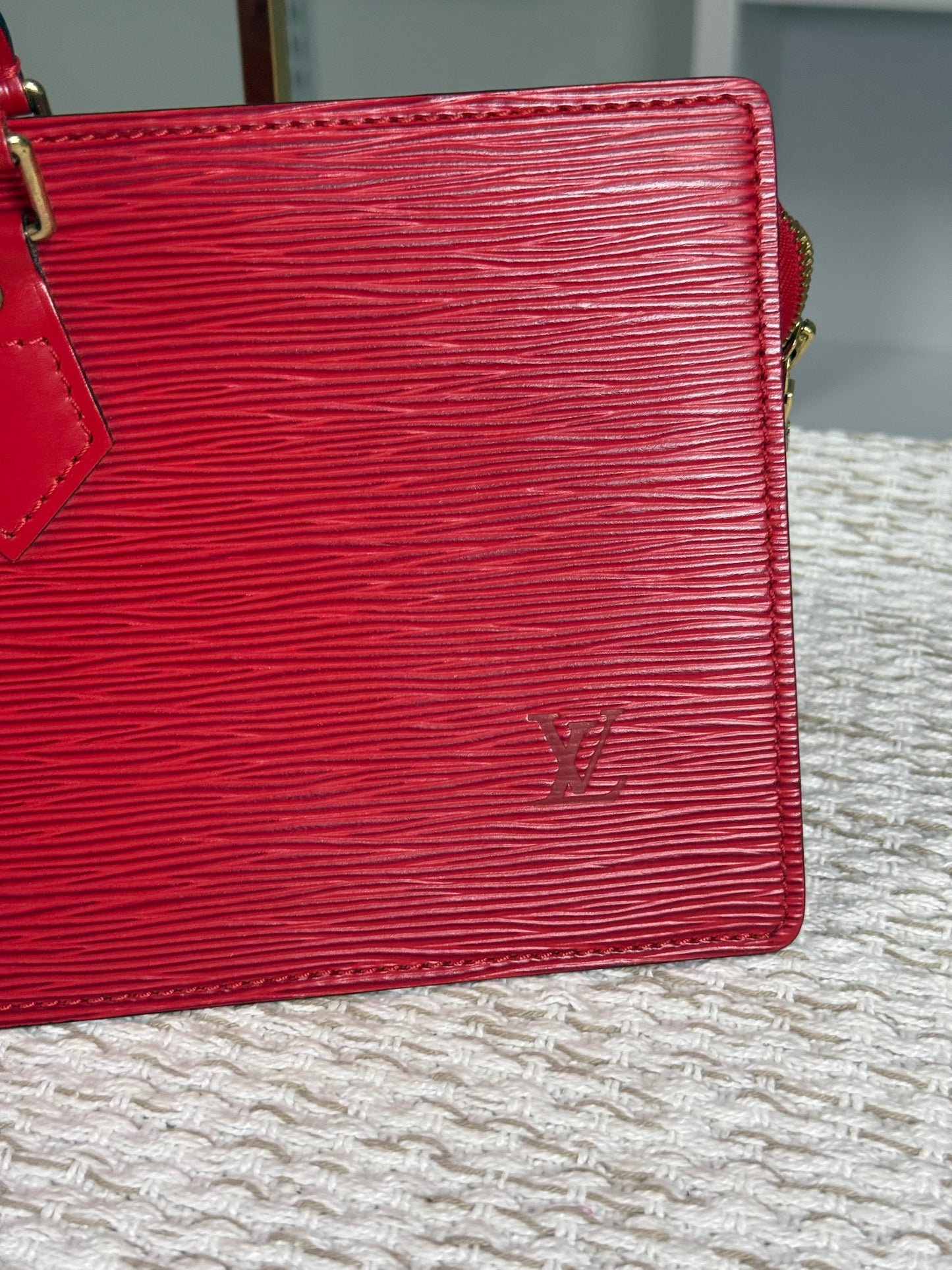 LOUIS VUITTON RED EPI LEATHER SAC TRIANGLE BAG