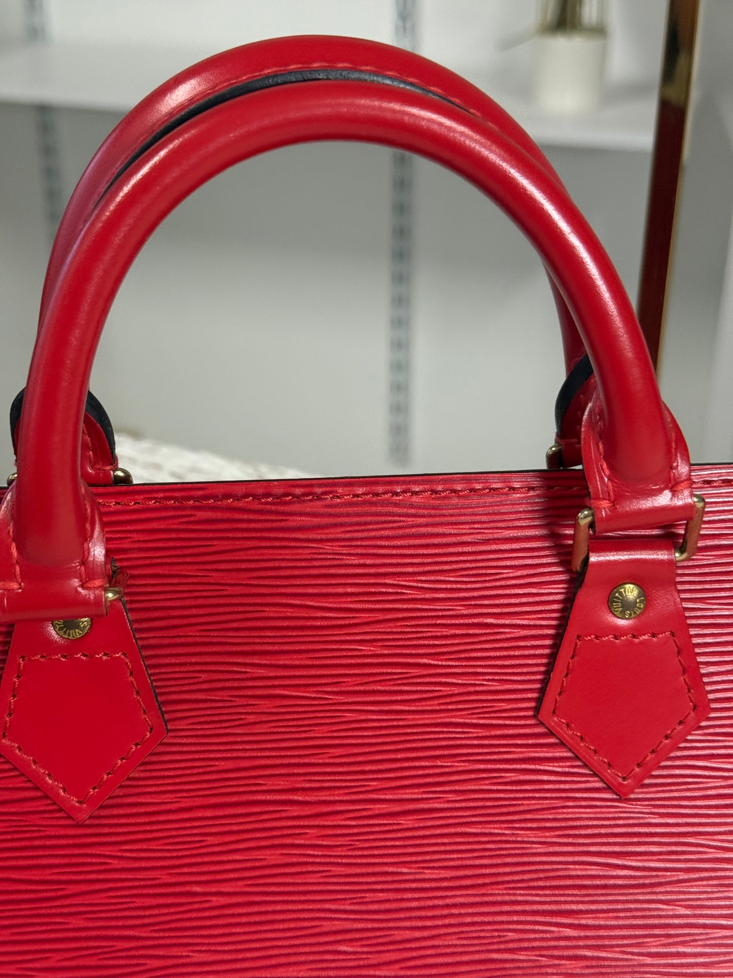 LOUIS VUITTON RED EPI LEATHER SAC TRIANGLE BAG