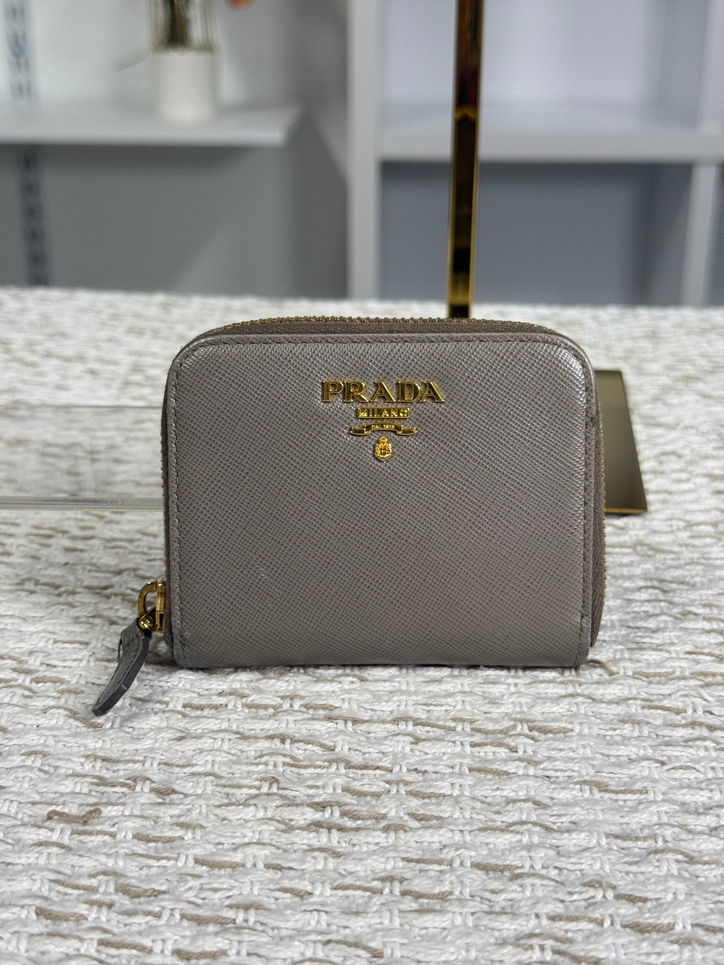 PRADA SAFFIANO METAL LEATHER COMPACT WALLET
