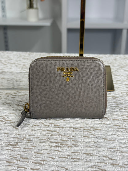 PRADA SAFFIANO METAL LEATHER COMPACT WALLET