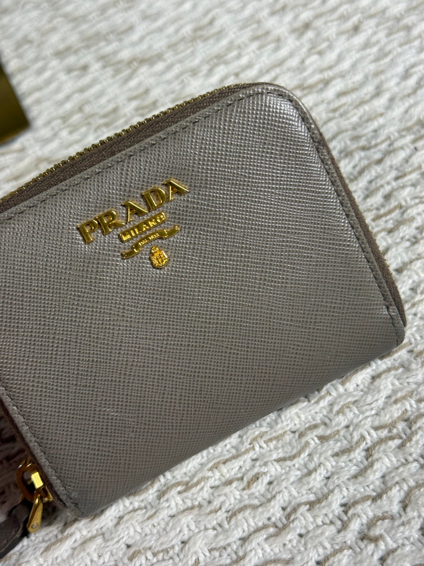 PRADA SAFFIANO METAL LEATHER COMPACT WALLET