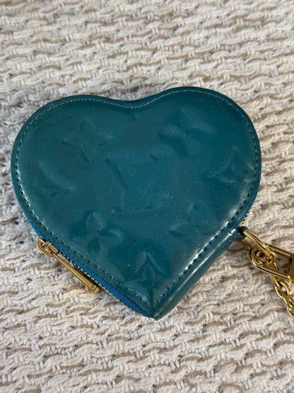 LOUIS VUITTON BLUE GALACTIC MONOGRAM VERNIS HEART COIN‑PURSE