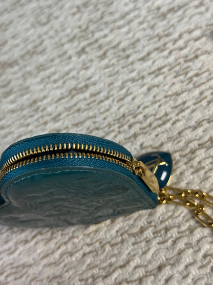 LOUIS VUITTON BLUE GALACTIC MONOGRAM VERNIS HEART COIN‑PURSE