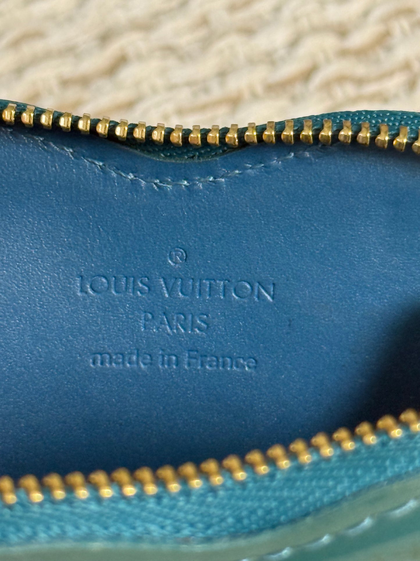 LOUIS VUITTON BLUE GALACTIC MONOGRAM VERNIS HEART COIN‑PURSE