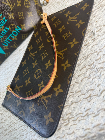 LIMITED EDITION TURQUOISE MONOGRAM V NEVERFULL MM BAG WITH POCHETTE